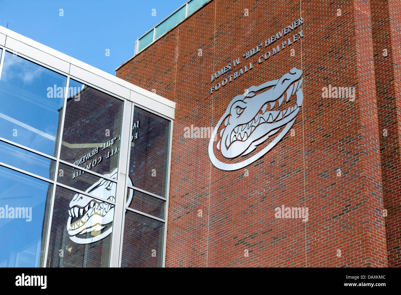 Façade d'entrée et logo sur Gator Ben Hill Griffin Stadium sur le campus de l'Université de Floride à Gainesville, en Floride. Banque D'Images