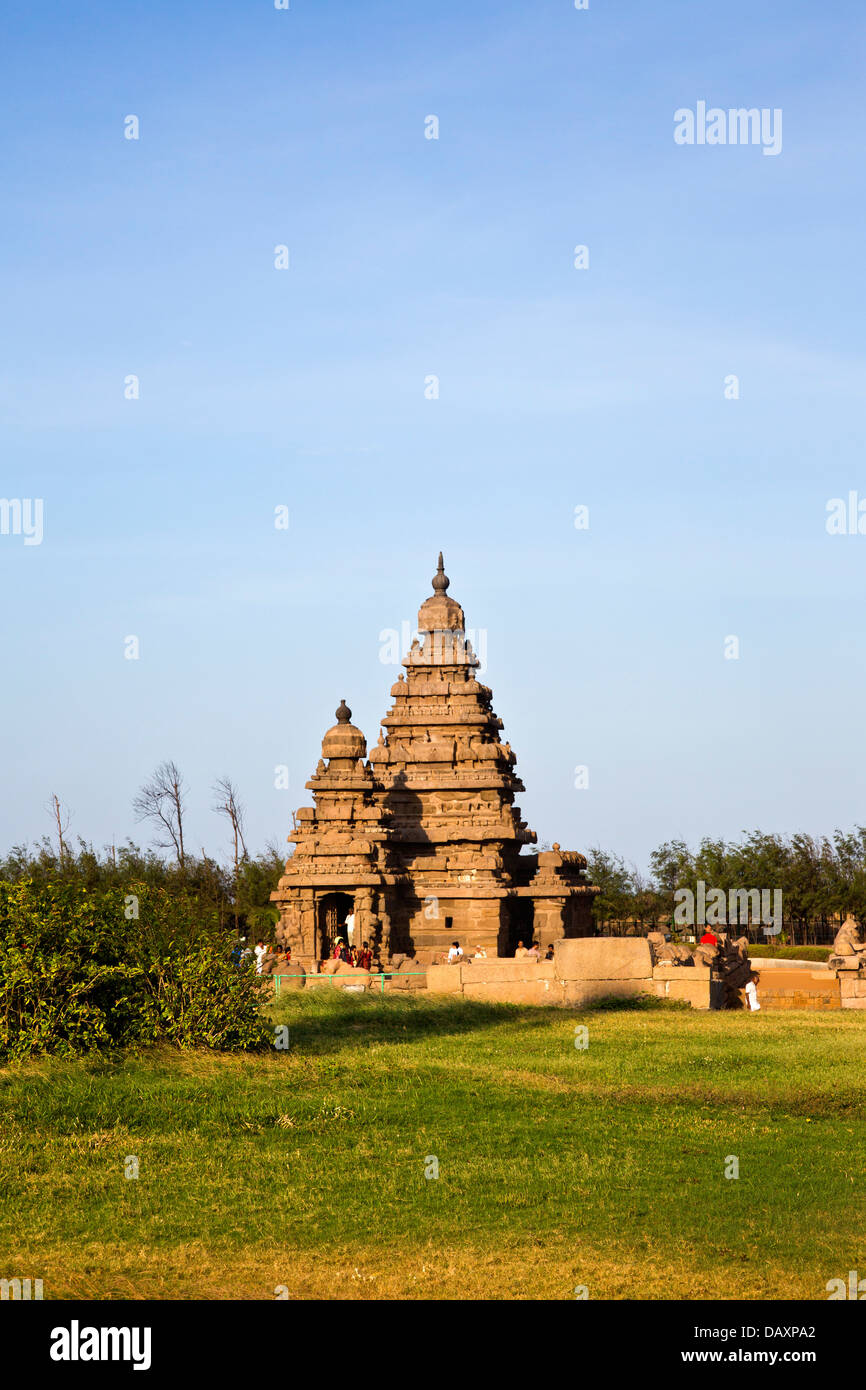 Shore Temple, district de Kanchipuram, Mahabalipuram, Tamil Nadu, Inde Banque D'Images