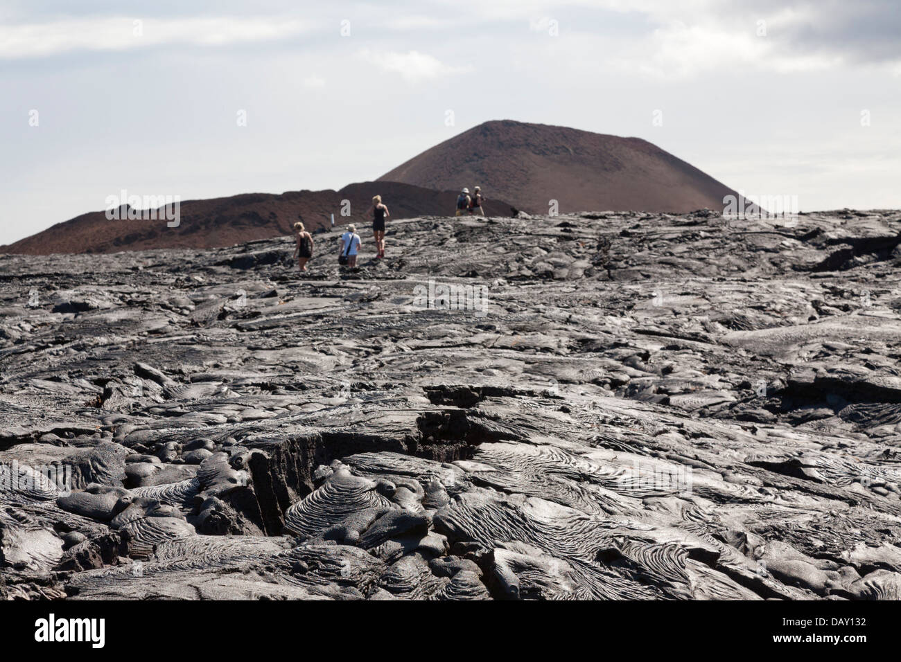 La pierre de lave, Sullivan Bay, l'île de Santiago, îles Galapagos, Equateur Banque D'Images