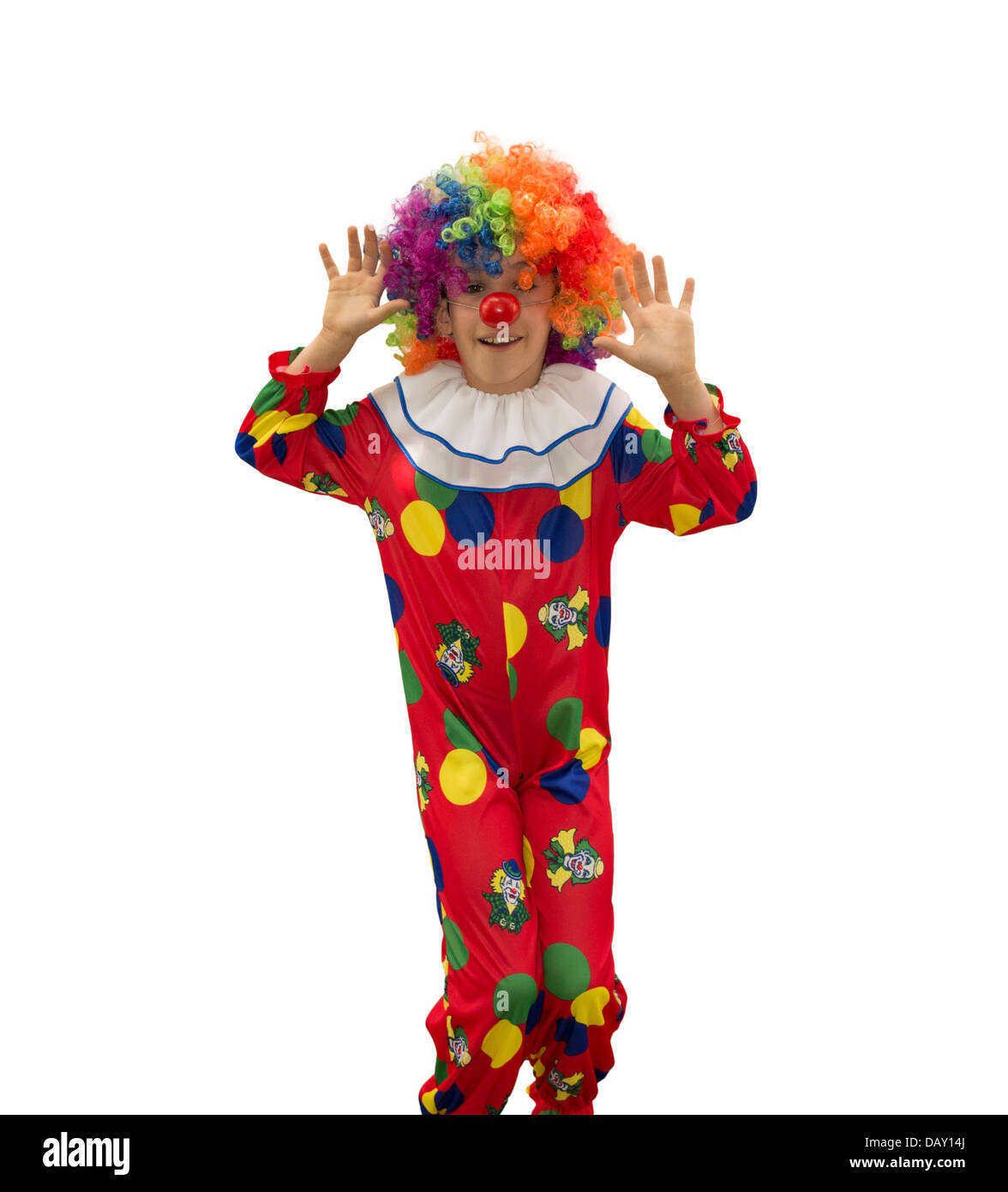 Drôle de clown perruque colorée Banque D'Images