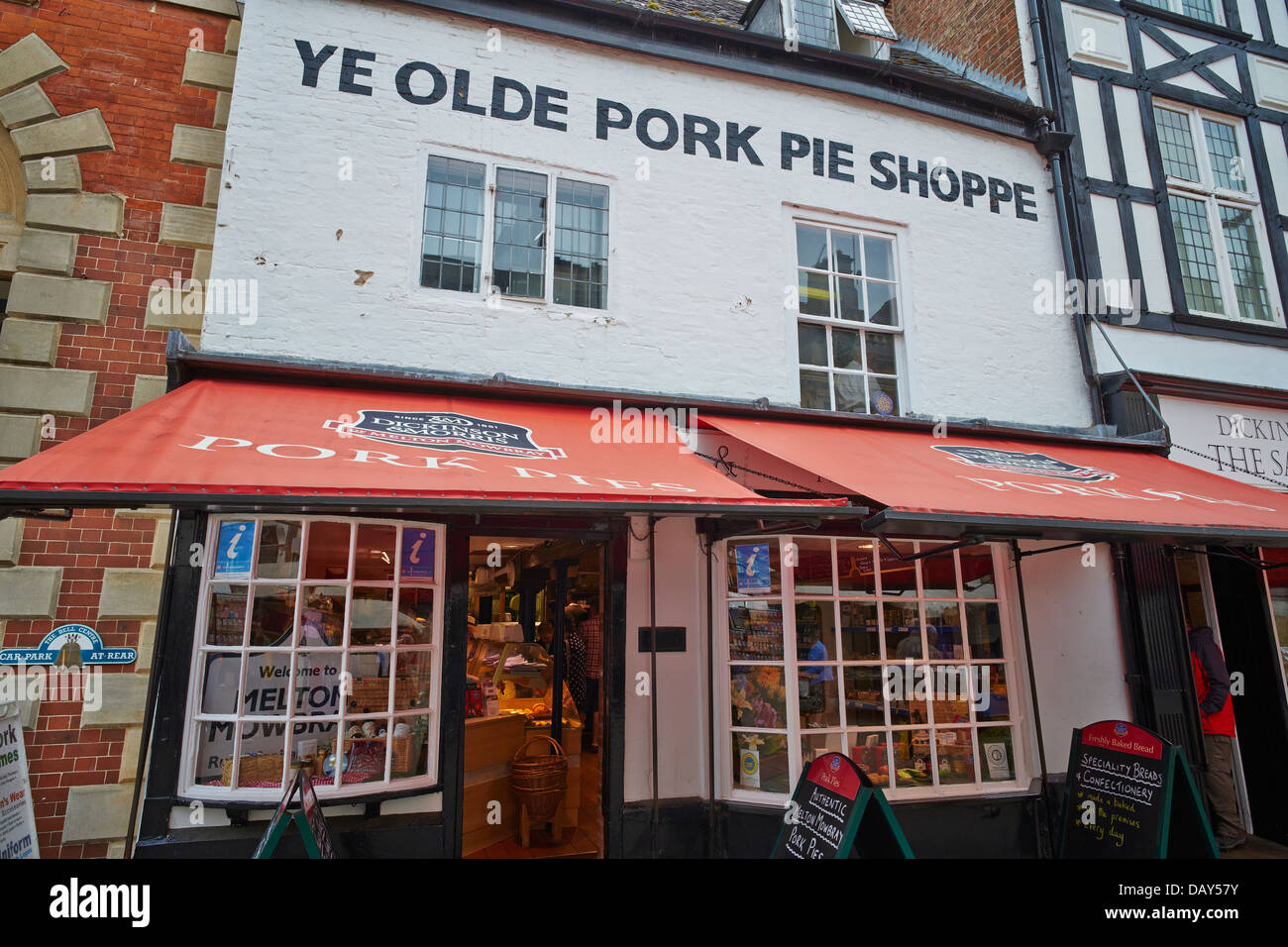 Dickinson et Morris Pie Shop Street Nottingham Royaume-uni Leicestershire Melton Mowbray Banque D'Images