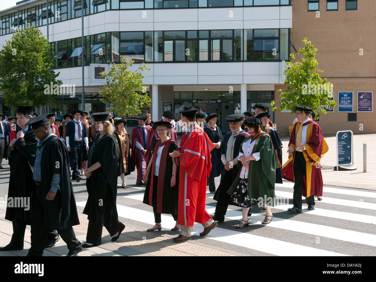 Procession le jour de la remise des diplômes universitaires, Université de Warwick, Royaume-Uni Banque D'Images