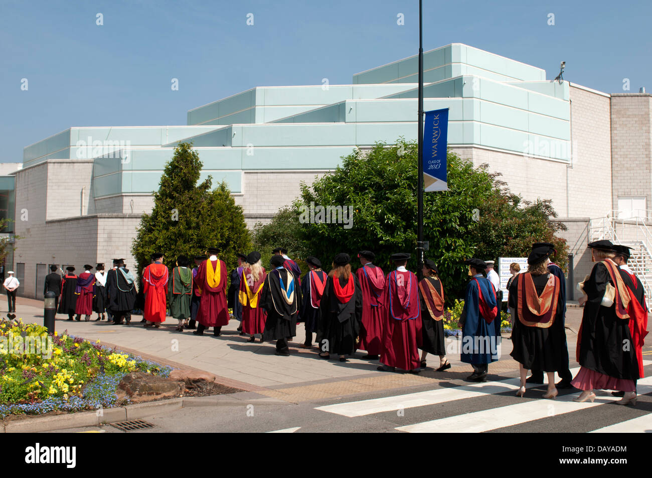 Procession le jour de la remise des diplômes universitaires, Université de Warwick, Royaume-Uni Banque D'Images