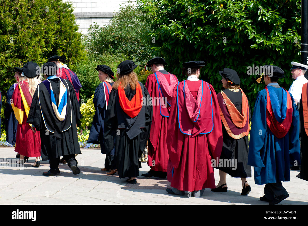 Procession le jour de la remise des diplômes universitaires, Université de Warwick, Royaume-Uni Banque D'Images