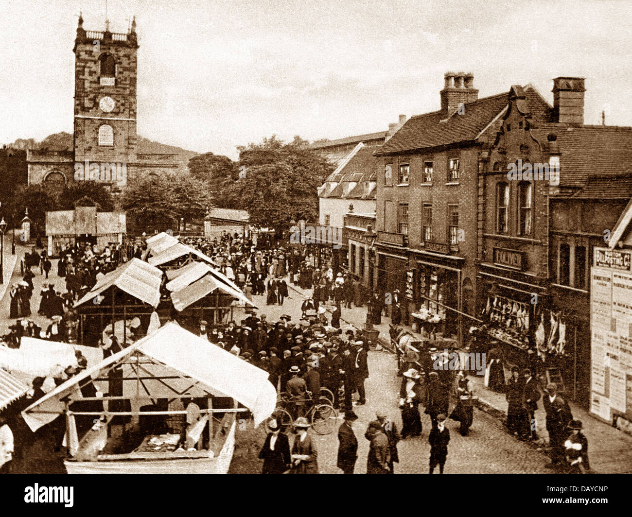 Burton-on-Trent au début des années 1900, Place du Marché Banque D'Images