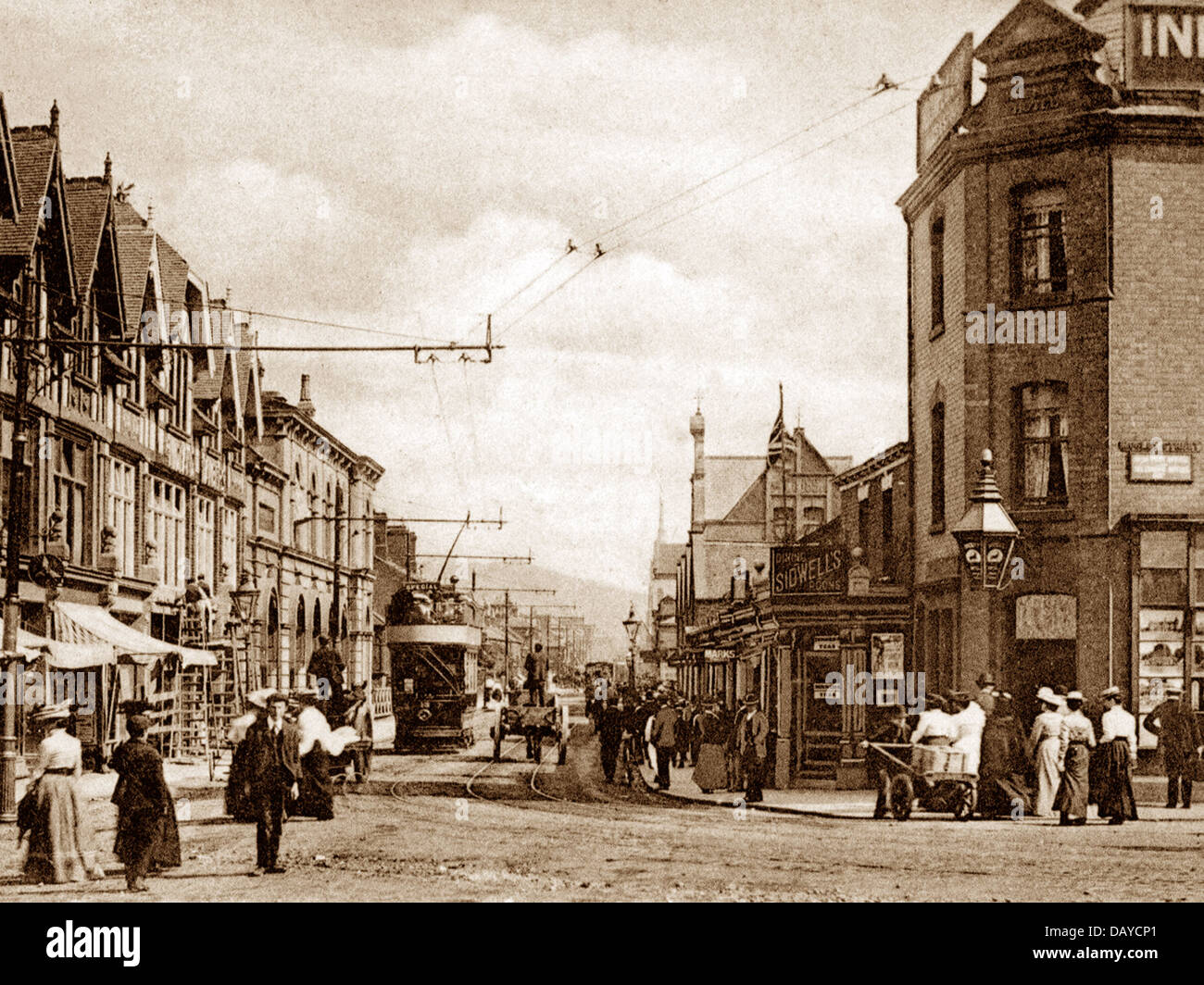 Burton-on-Trent, rue Station début des années 1900 Banque D'Images
