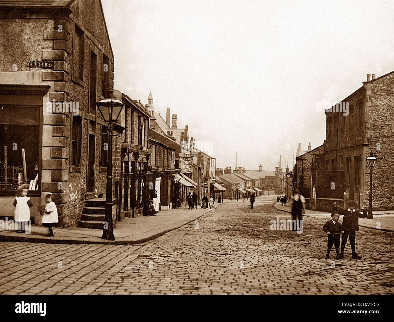 Great Harwood au début des années 1900, rue Queen Banque D'Images