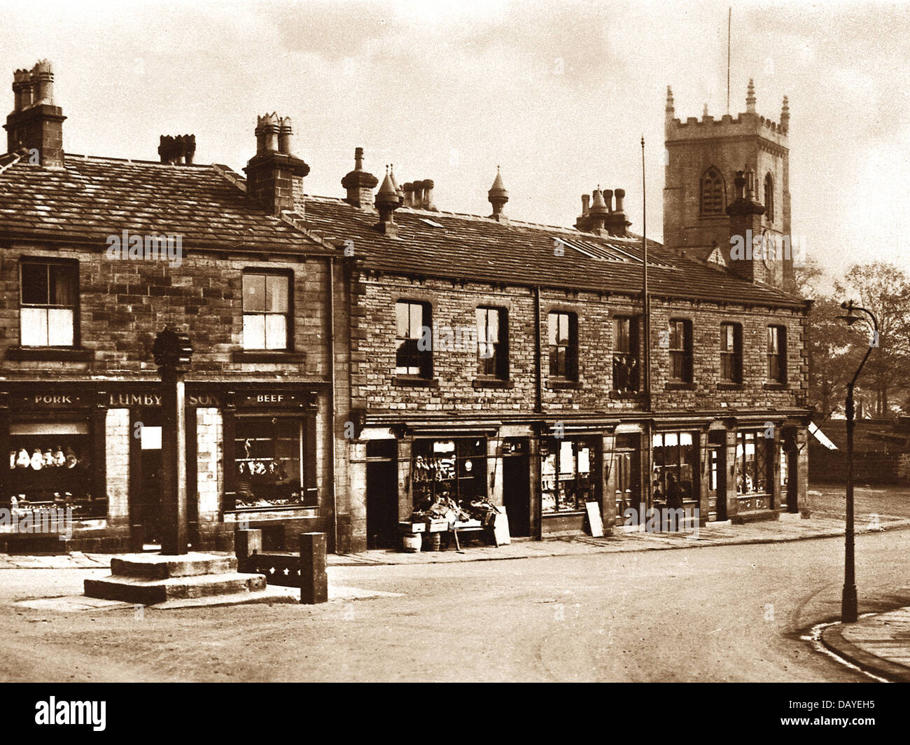 Guiseley Towngate début des années 1900 Banque D'Images