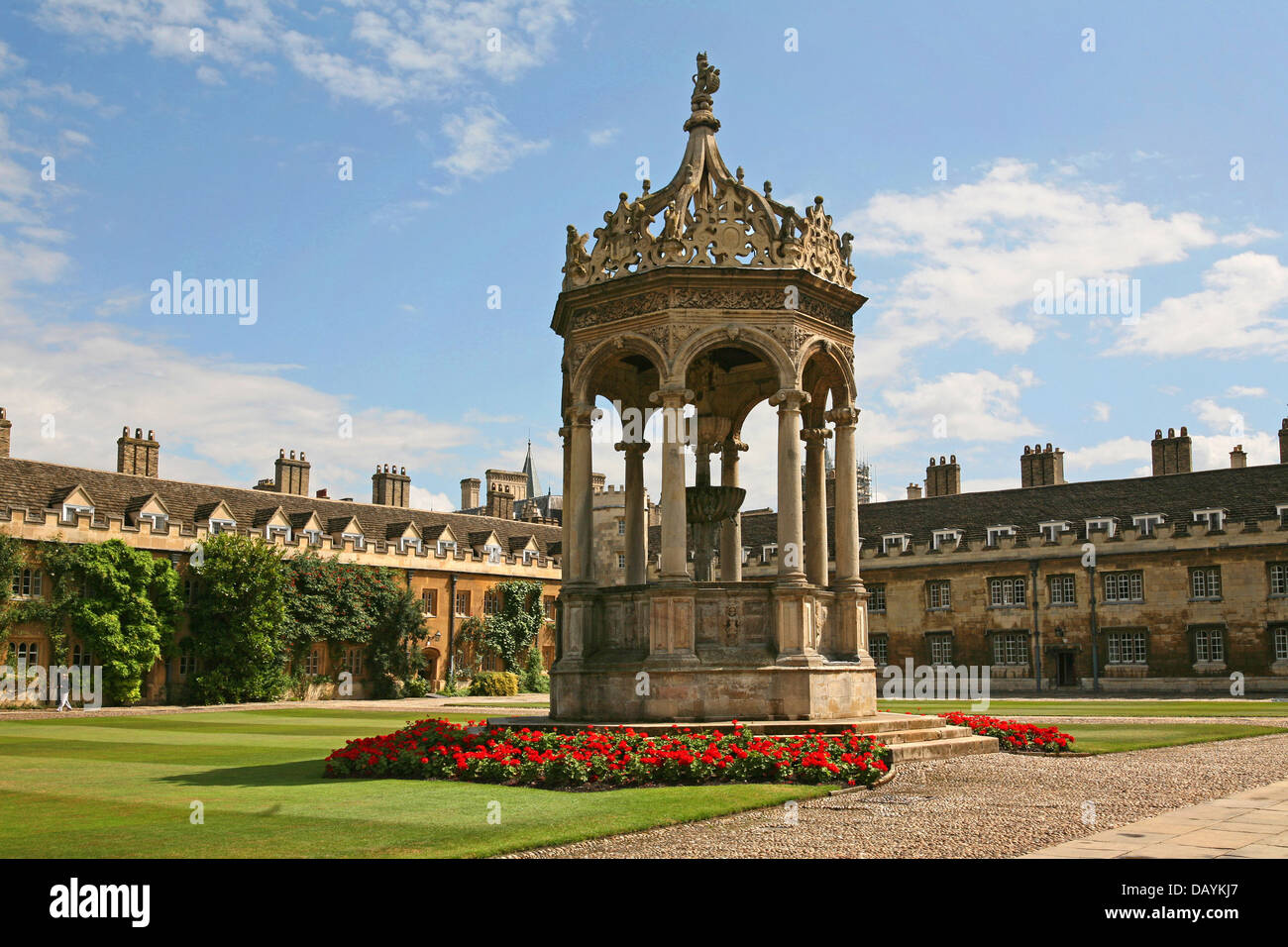 Fontaine, Trinity College, Université de Cambridge, Angleterre Banque D'Images