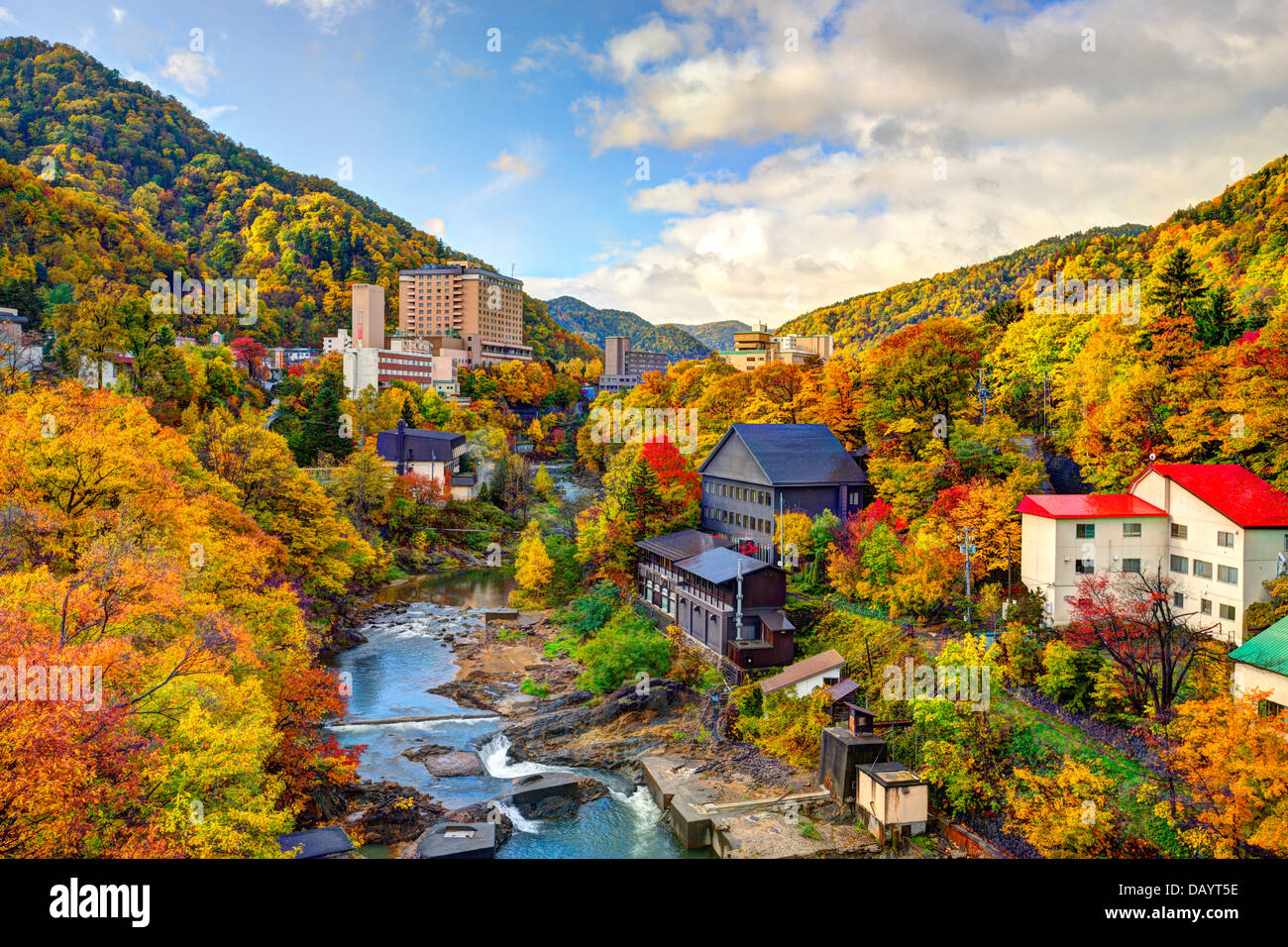 Hot Springs Resort Ville de Jozankei, du Japon à l'automne. Banque D'Images