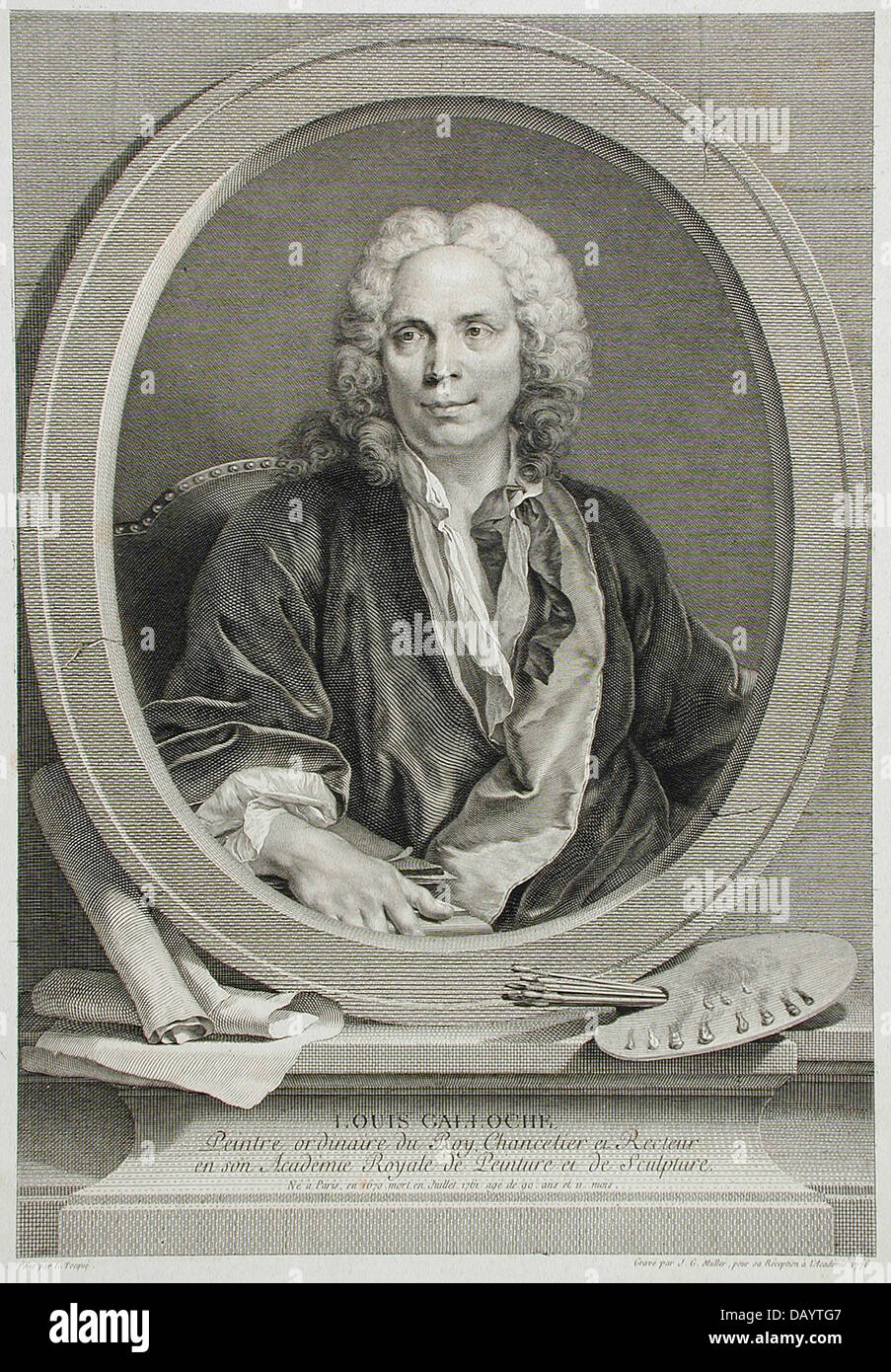 Cette œuvre de Louis Galloche fait partie de la collection du Los Angeles County Museum of Art, reflétant le style détaillé des Français du XVIIIe siècle La pièce met en valeur les techniques classiques, en mettant l'accent sur la forme et l'élégance typiques de la démarche de l'artiste. Banque D'Images