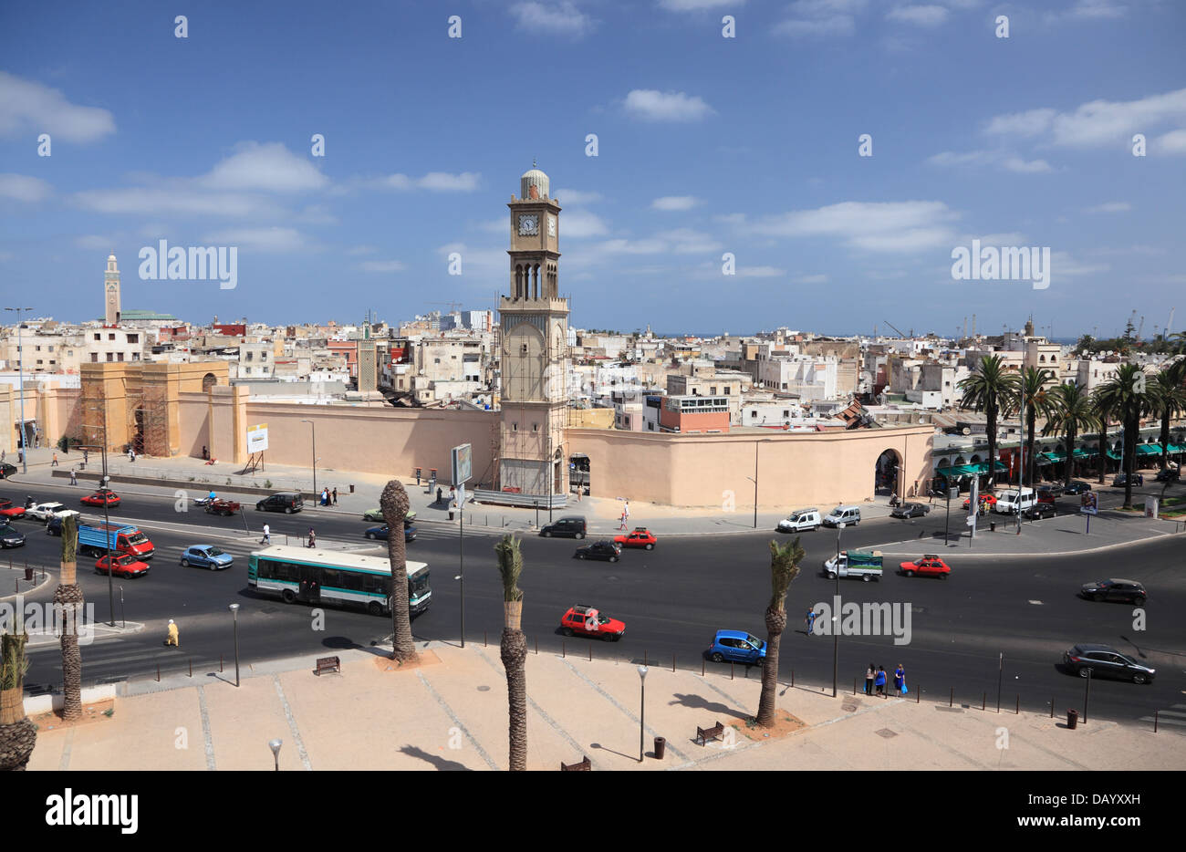 Vue sur Place des Nations Unies à Casablanca, Maroc Banque D'Images