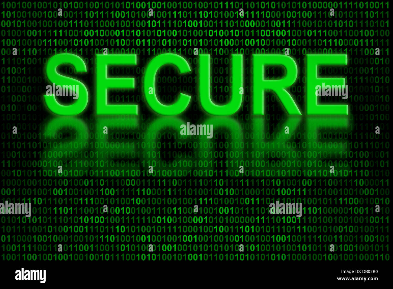 Indicateur conceptuel de code de logiciel ou de données numériques qui est sécuritaire, pas infecté par n'importe quel ordinateur des virus ou logiciels malveillants. Banque D'Images