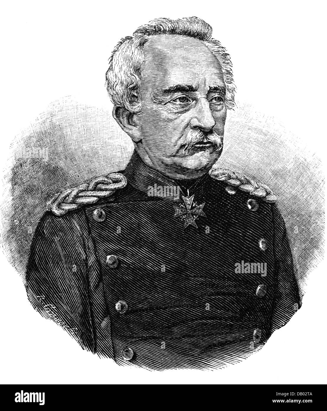 Steinmetz, Karl Friedrich von, 27.12.1796 - 2.8.1877, général prussien, portrait, gravure sur bois, 2e moitié 19e siècle, Banque D'Images