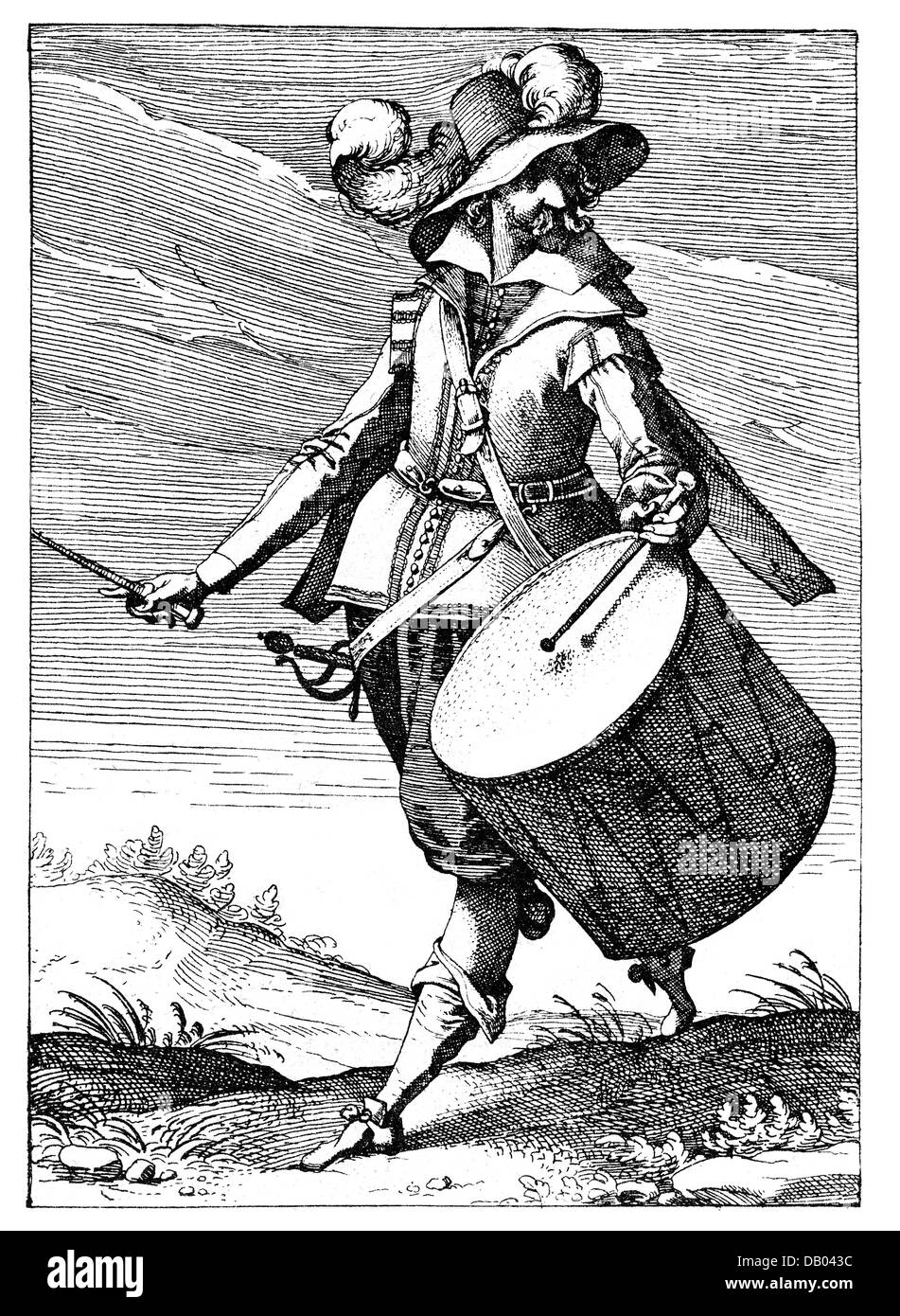 Militaire, uniformes, 'Newes Soldaten Buchlein', par Lucas Kilian, Augsbourg, 1609, illustration, tambur, gravure, droits additionnels-Clearences-non disponible Banque D'Images