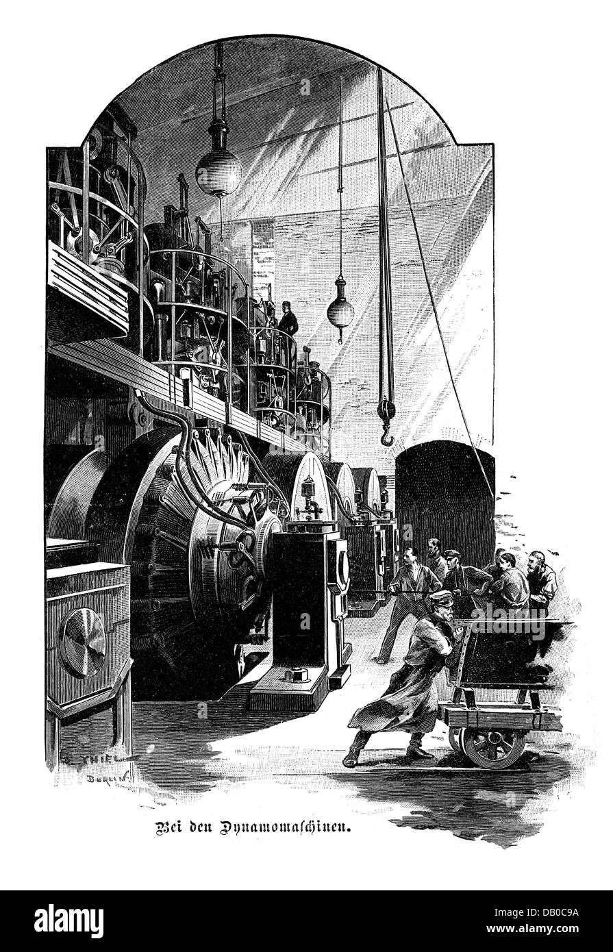 Énergie, électricité, générateur électrique, basé sur un dessin de E. Thiel, gravure de bois, Berlin, Allemagne, fin du XIXe siècle, 19e siècle, électricité, génération de courant, production d'électricité, production d'électricité, production d'énergie, moteur, moteurs, travailleur, travailleurs, travail, générateur de courant, dynamo, énergie, énergies, électricité, électricité, générateur, générateurs, générateurs, historiques, dynamo, Hommes, hommes, personnes, droits supplémentaires-Clearences-non disponible Banque D'Images