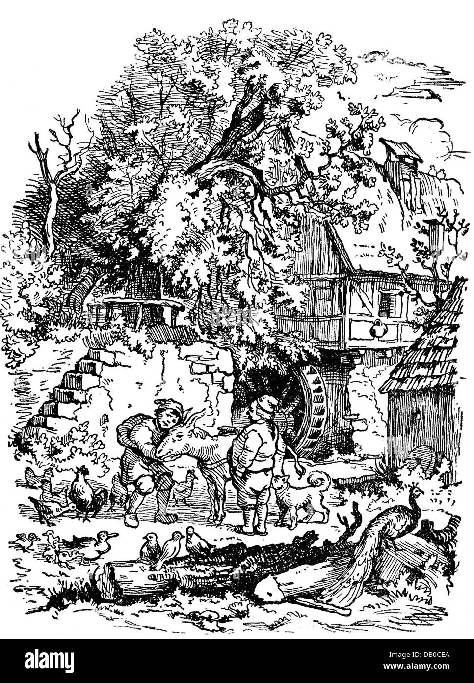 Lénergie Leau Moulin à Eau Vue Extérieure Gravure Sur
