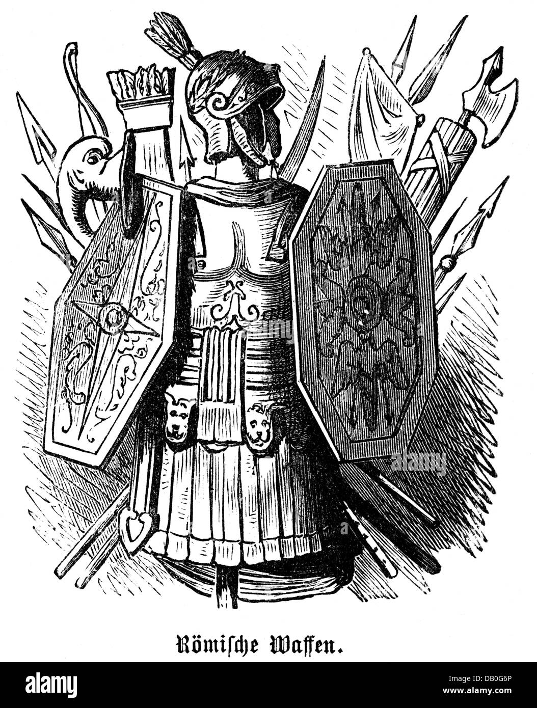 Armes, monde antique, armes romaines, gravure de bois, 1872, droits additionnels-Clearences-non disponible Banque D'Images