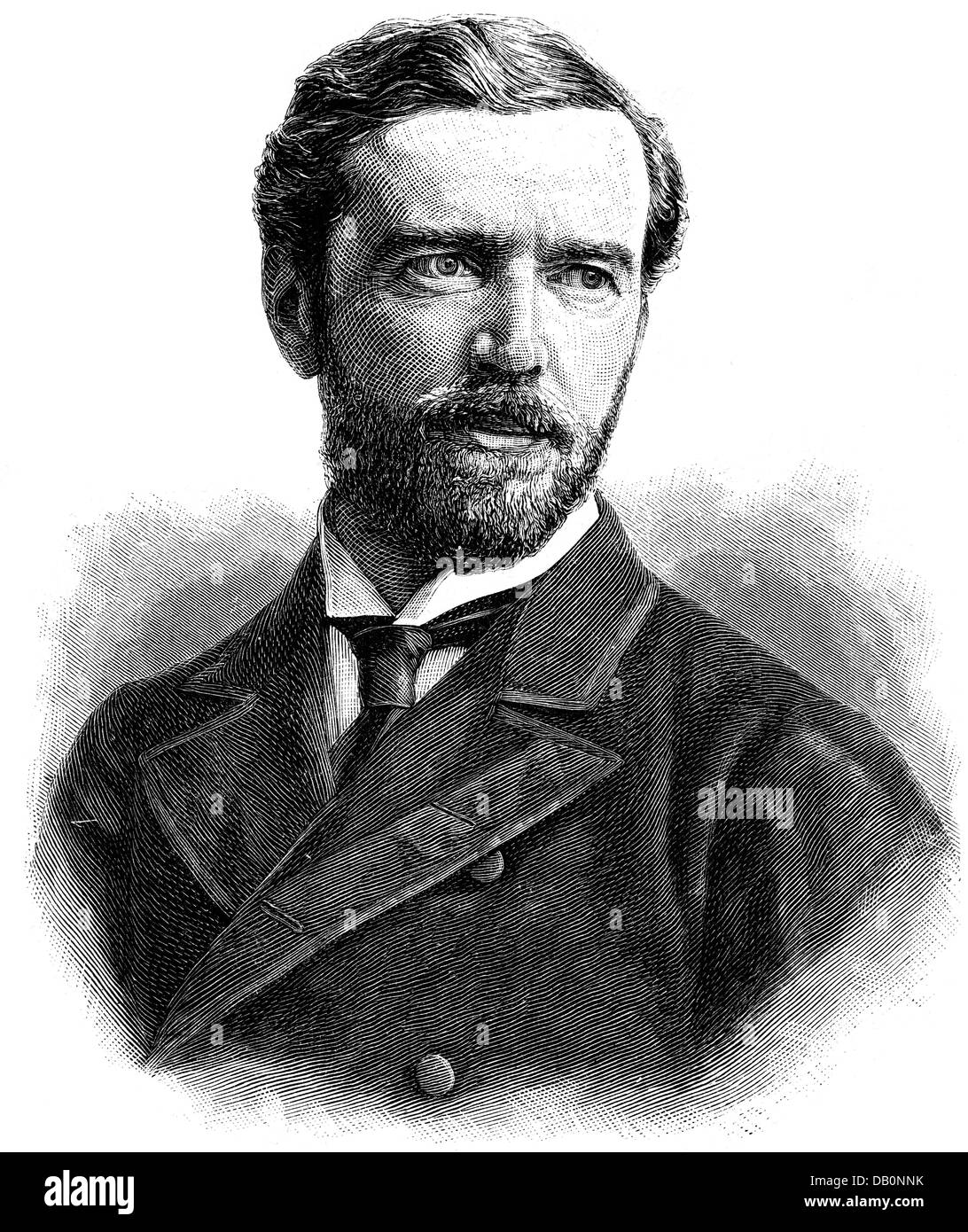 Malet, Edward Baldwin, 10.10.1837 - 29.6.1908, diplomate britannique, ambassadeur en Allemagne 1884 - 1895, portrait, gravure de bois, 1884, Banque D'Images