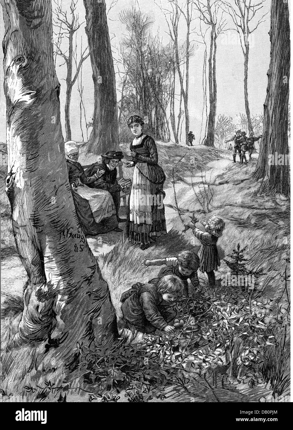 Festivités, Pâques, Pâques, les enfants recherchant des oeufs de Pâques, après dessin, par Robert von Haug (1857 - 1922), 1885, gravure de bois, 1891, 19e siècle, graphique, graphique, tradition, traditions, coutume, coutumes, Moyen âge, médiéval, médiéval, marche de Pâques, défilé de Pâques, printemps, printemps, printemps, printemps, famille, familles, mère, mères, arbre, arbres, arbres, recherche, recherche, recherche, recherche, recherche, recherche, recherche, recherche, recherche, recherche, recherche, recherche, recherche, recherche, Recherche, oeuf de Pâques, oeufs de Pâques, jouet, jouets, lapin, historique, historique, enfant, enfants femme, fille, filles, femmes, femme, homme, personnes, femme, hommes, droits supplémentaires-Clearences-non disponible Banque D'Images