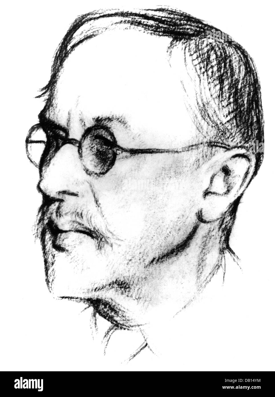Munthe, Axel, 31.10.1857 - 11.2.1949, médecin/auteur/écrivain suédois, portrait, Sir William Rothenstein (1872 - 1945), sanguine, début des années 1930, Banque D'Images
