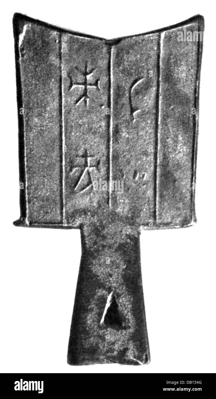 Monnaie / finances, pièces, Chine, spache, 1122 - 255 av. J.-C., monde antique, temps antique, numismatique, Asie, dynastie Zhou, bêche, spades, pièces, pièce, historique, historique, monde antique, droits additionnels-Clearences-non disponible Banque D'Images