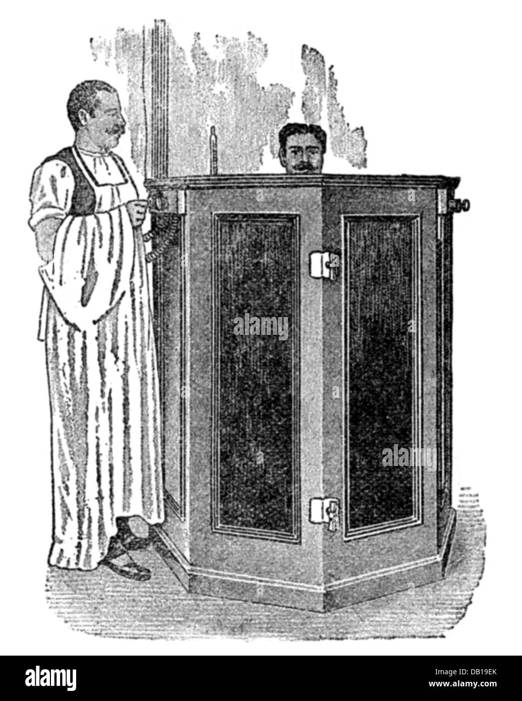 Médecine, traitement, bain à lumière incandescente électrique, ouvert, gravure de bois, de: Friedrich Eduard Bilz, Nouveau traitement naturopathique, Leipzig, Allemagne, 1902, droits additionnels-Clearences-non disponible Banque D'Images