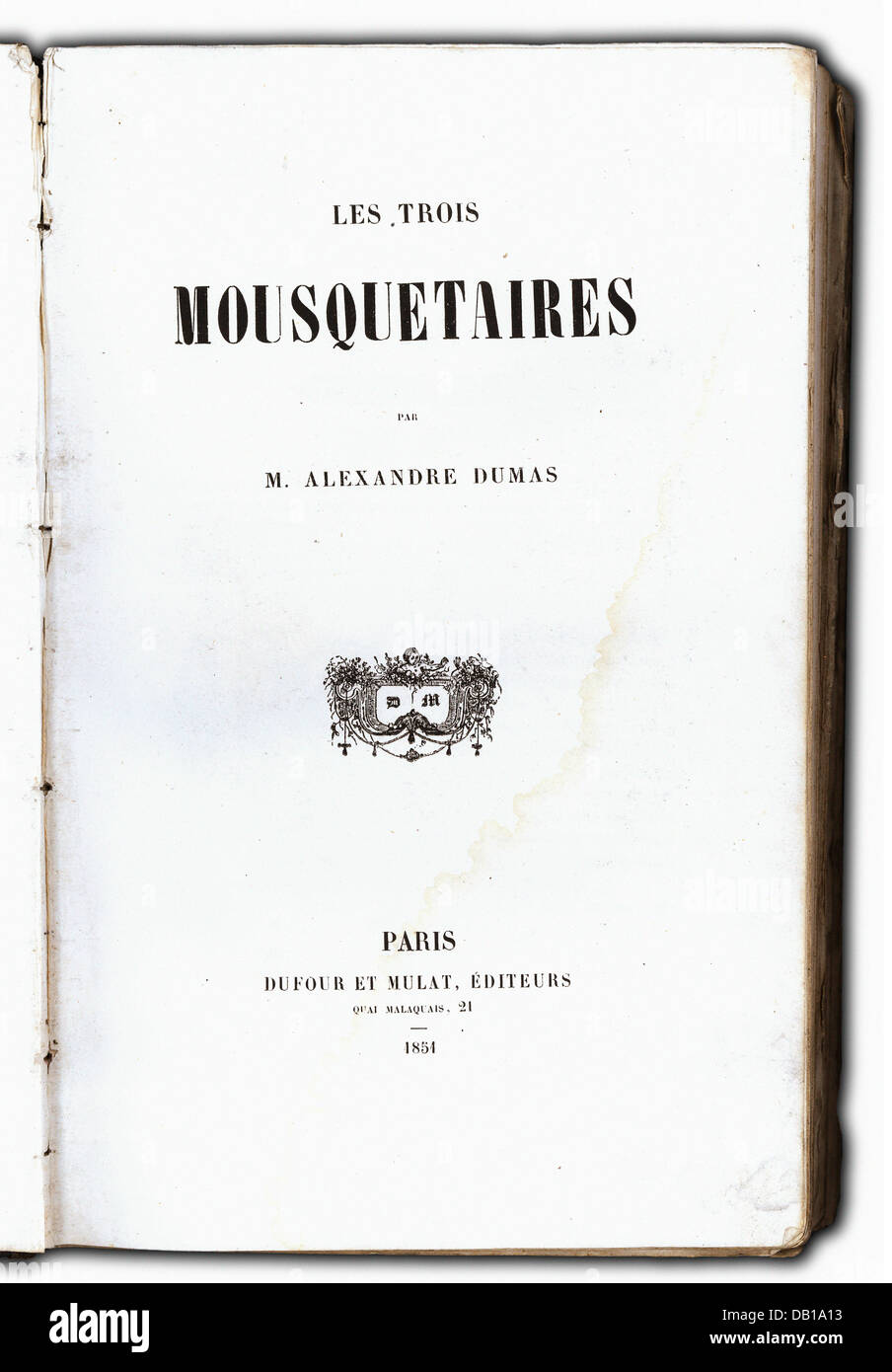 Dumas, Alexandre l'Elder, 24.7.1802 - 5.12.1870, auteur/écrivain français, 'les trois Mousquetairess' (Les Trois Mousquetaires), titre du livre, Dufour et Moulat, Paris, 1851, Banque D'Images