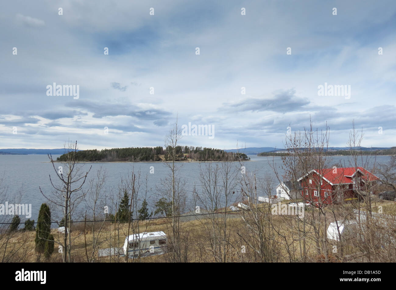 Le monument SUR L'ÎLE D'UTOYA, en Norvège, où 69 personnes ont été tuées par Anders Behring Breivik Banque D'Images