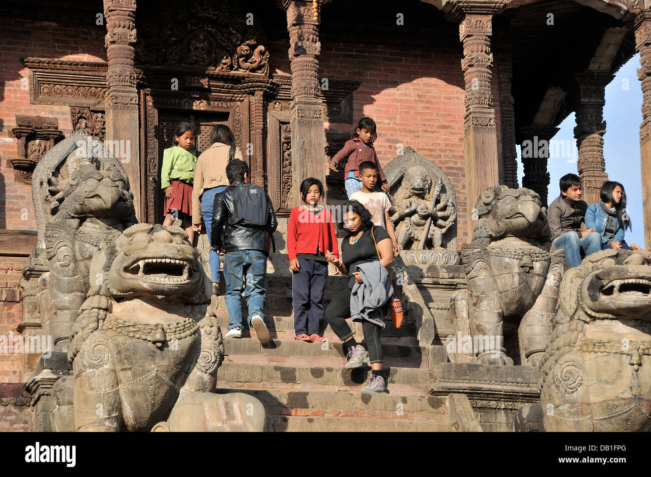 Cinq toits Népal Bhaktapur temple Banque D'Images