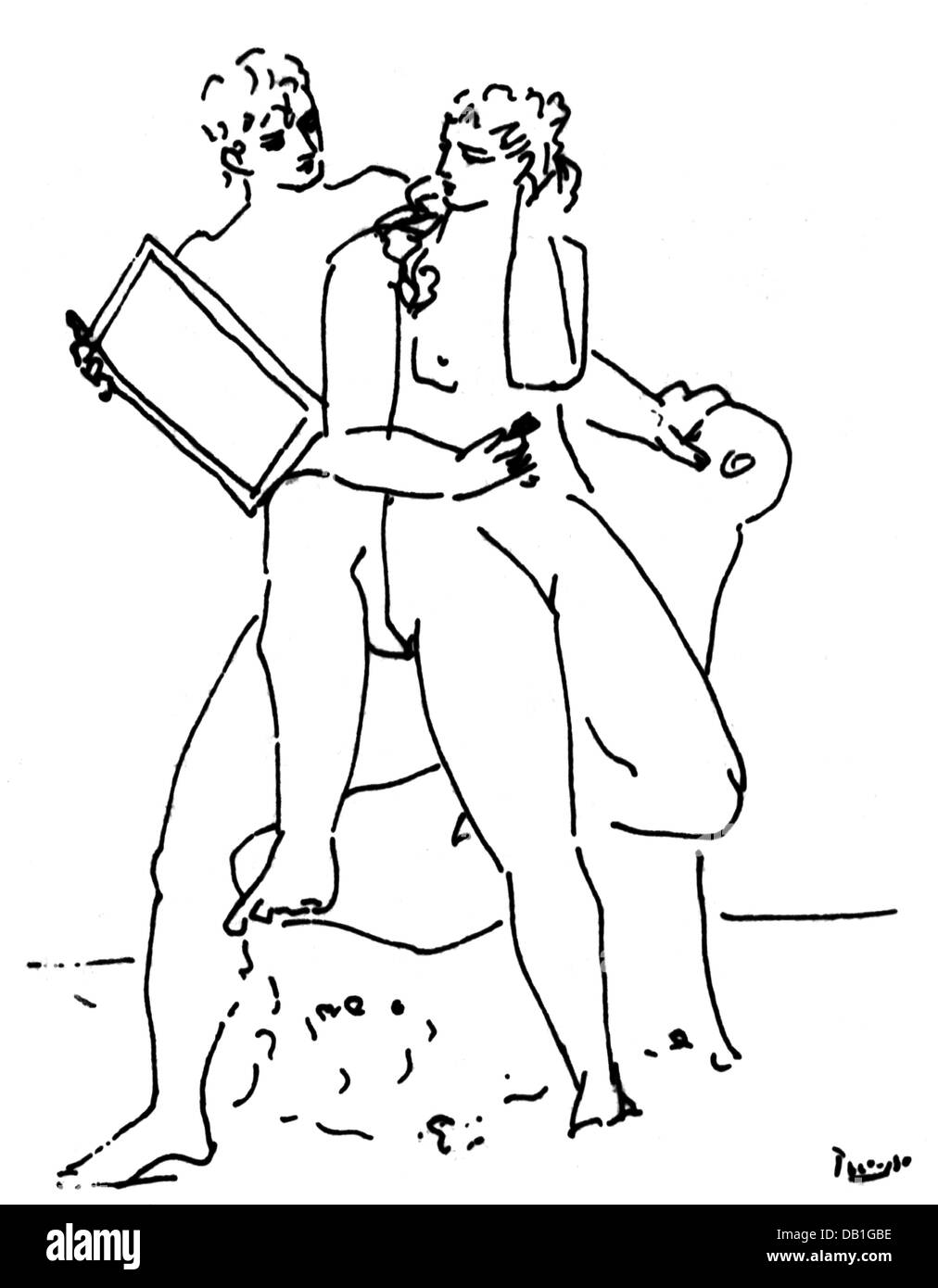 Beaux-arts, Enckell, Magnus (1870 - 1925), peinture, « en face du miroir », 1902, tempera, droits supplémentaires-Clearences-non disponible Banque D'Images