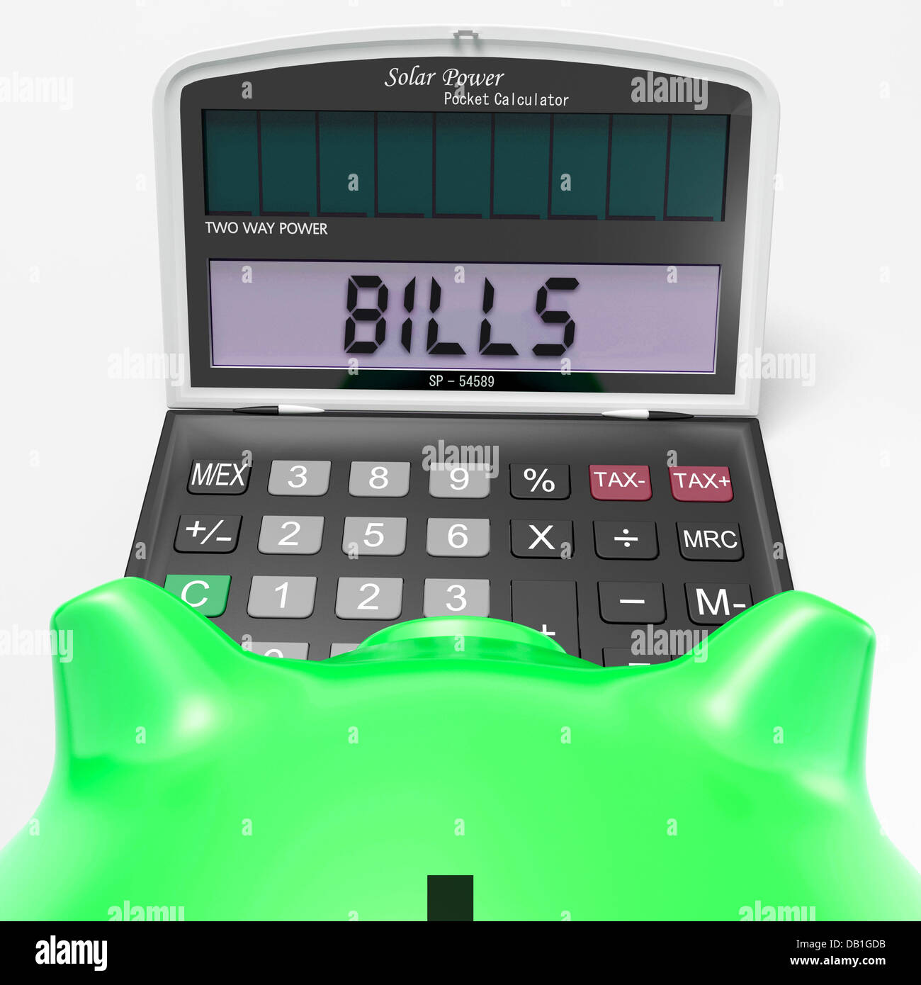 Calculatrice Affiche les factures factures à payer et de la comptabilité Banque D'Images