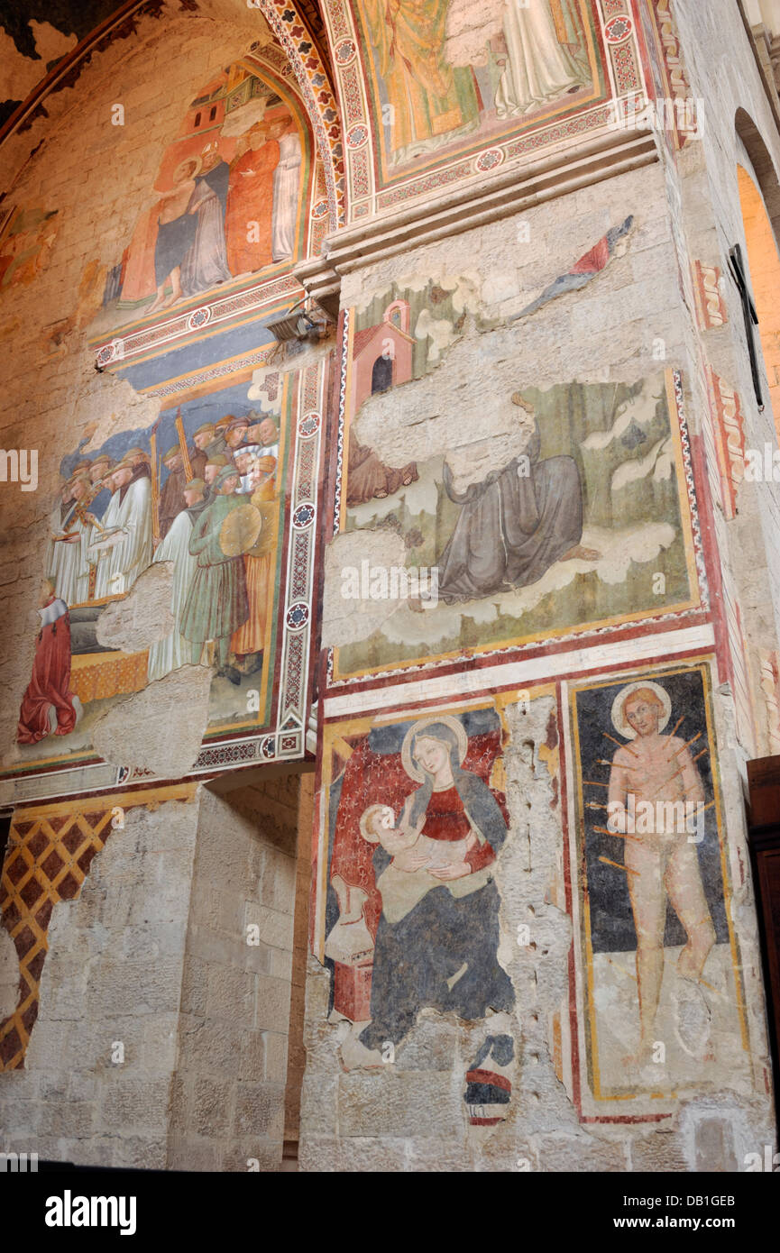 Italie, Ombrie, Todi, église de San Fortunato, chapelle de San Francesco, fresque médiévale de l'école de Giotto (AD 1340 CA.) Banque D'Images