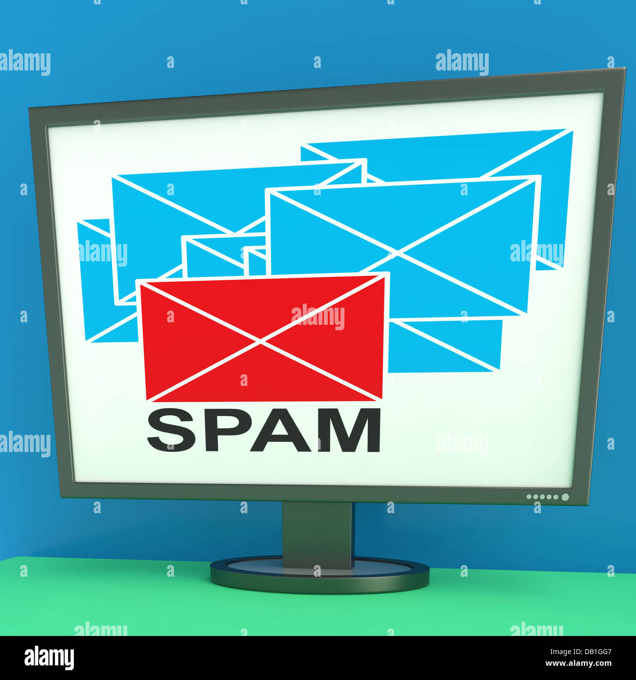 Enveloppe de spam sur le moniteur montre Junk Mail Banque D'Images