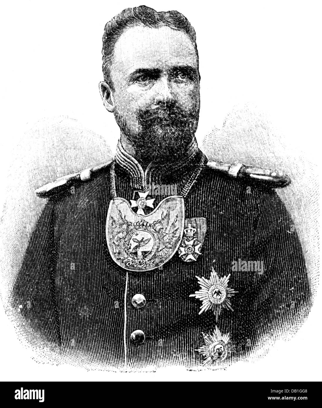 Guenther Sizzo, 3.6.1860 - 24.3.1926, Prince de Schwarzburg-Rudolstadt 1896 - 1910, Prince zu Schwarzburg 1910 - 1926, portrait, gravure de bois, vers 1898, Banque D'Images