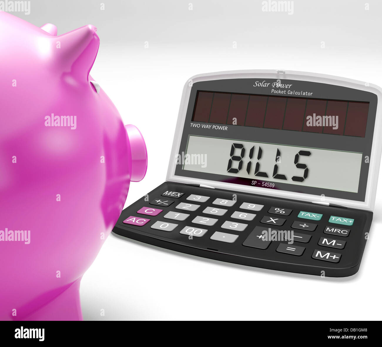 Calculatrice Affiche les factures en raison de paiements Frais de re Banque D'Images