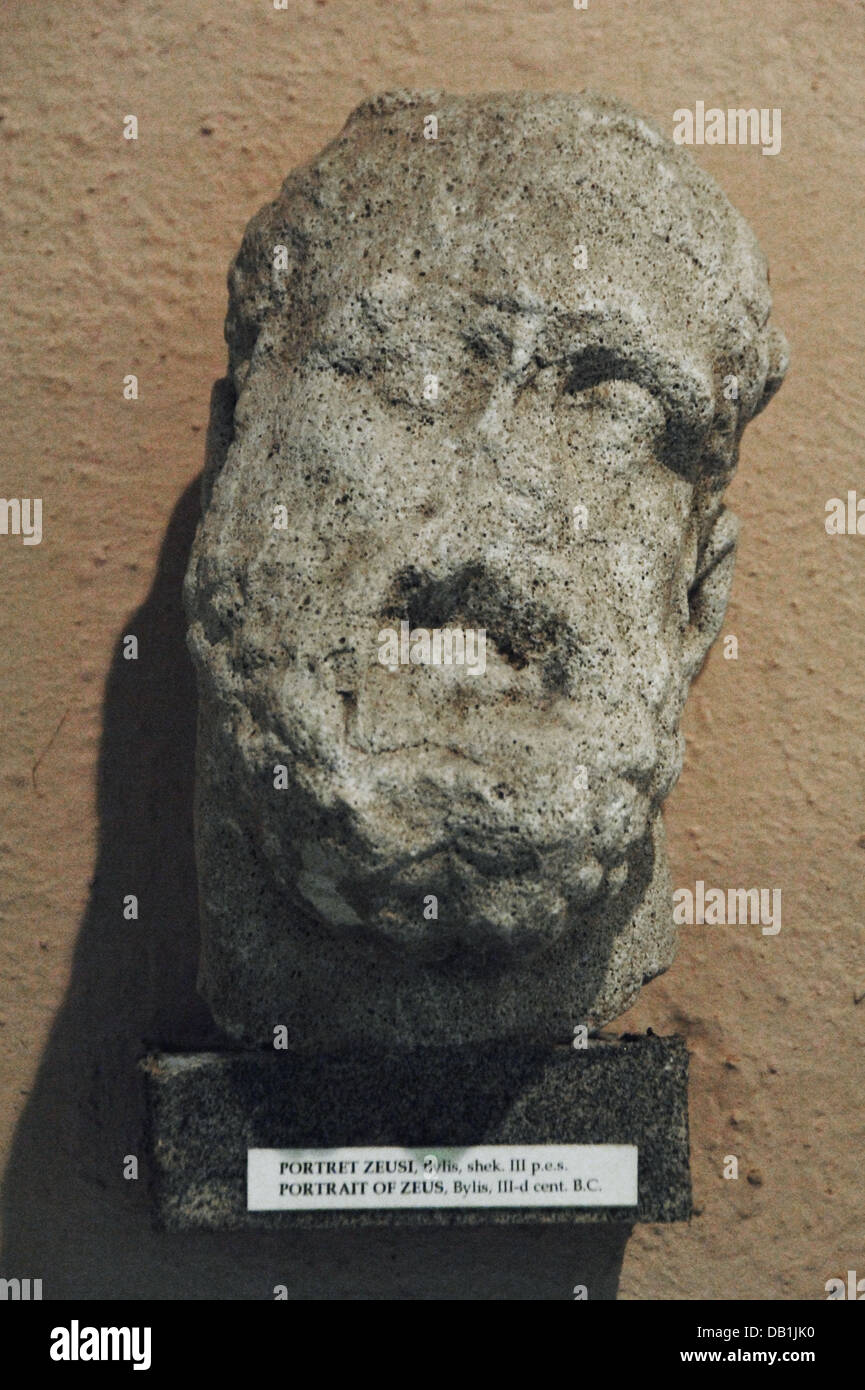 Portrait os Zeus. Byllis. 3ème siècle avant J.-C.. L'Albanie. Tirana. Musée Archéologique National. À l'intérieur. Banque D'Images