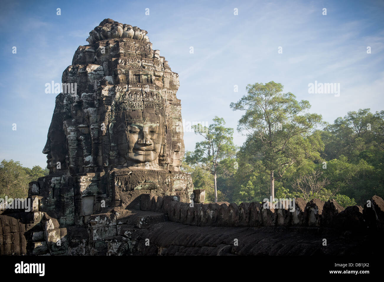 Visages de temple Bayon, Angkor, Cambodge Banque D'Images