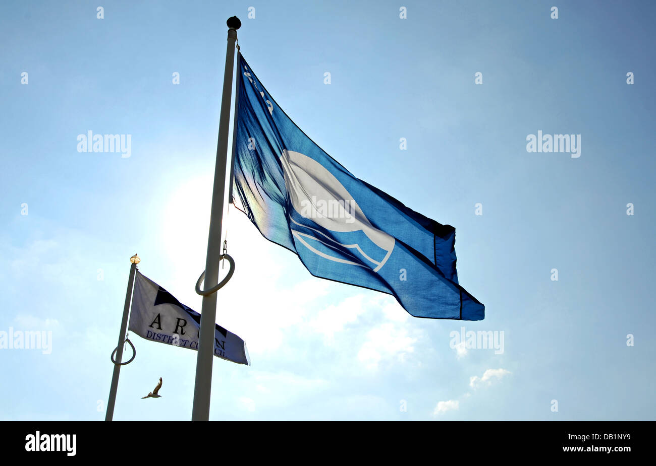 Littlehampton Royaume-Uni - Un Blue Flag Clean Beach Award pour Littlehampton l'une des 55 plages décernées par l'UE en Grande-Bretagne Banque D'Images