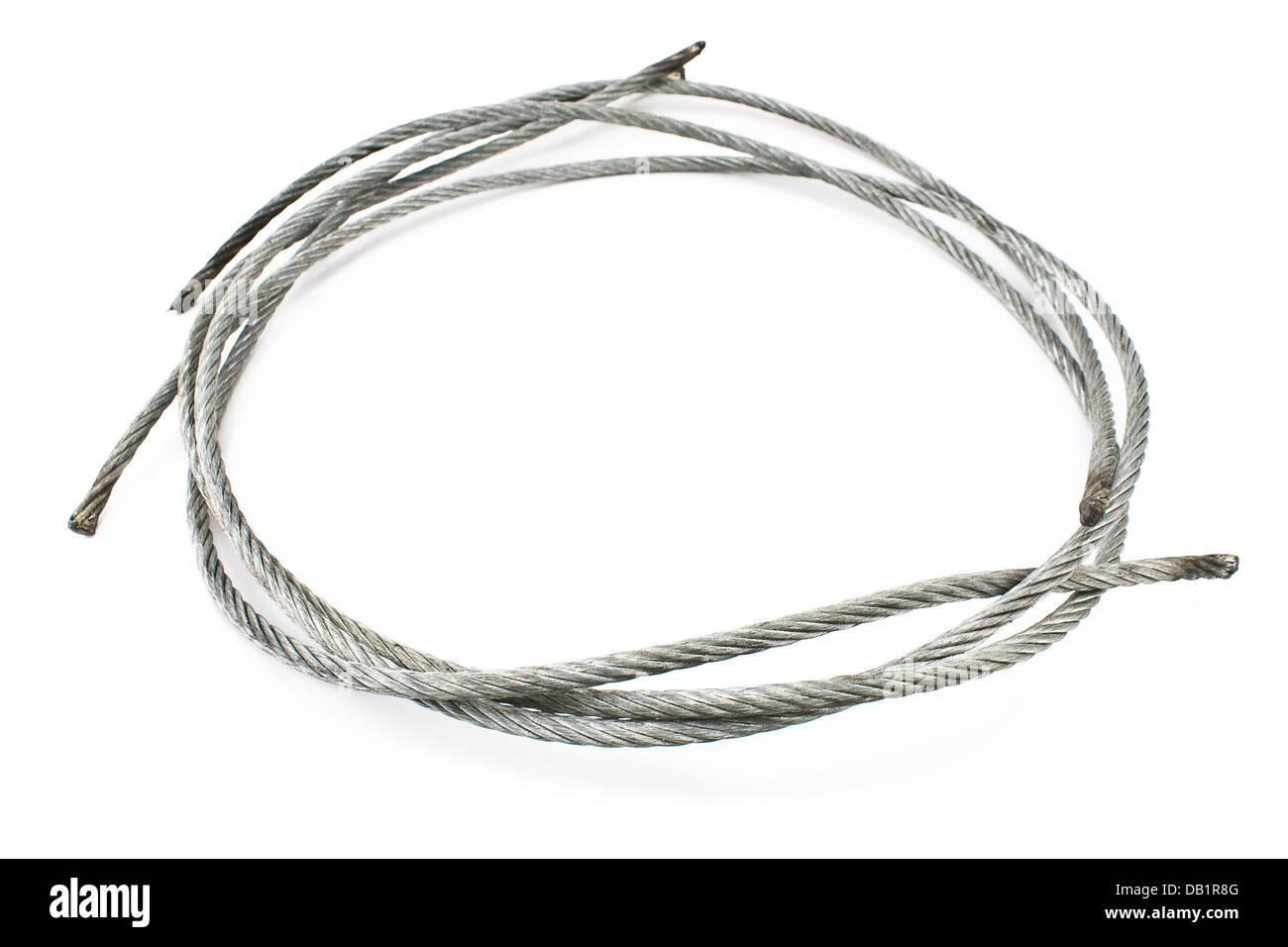 Câble en acier sans soudure isolated on white Banque D'Images