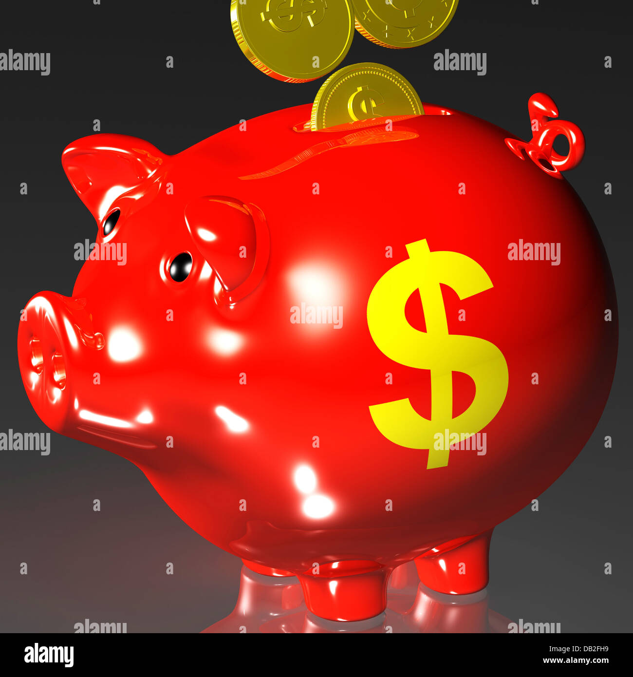 La saisie des pièces Piggybank montre les recettes américaines Banque D'Images