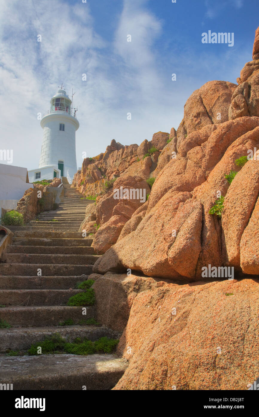 La Corbiere Lighthouse Jersey Channel Islands, UK LA006021 Banque D'Images