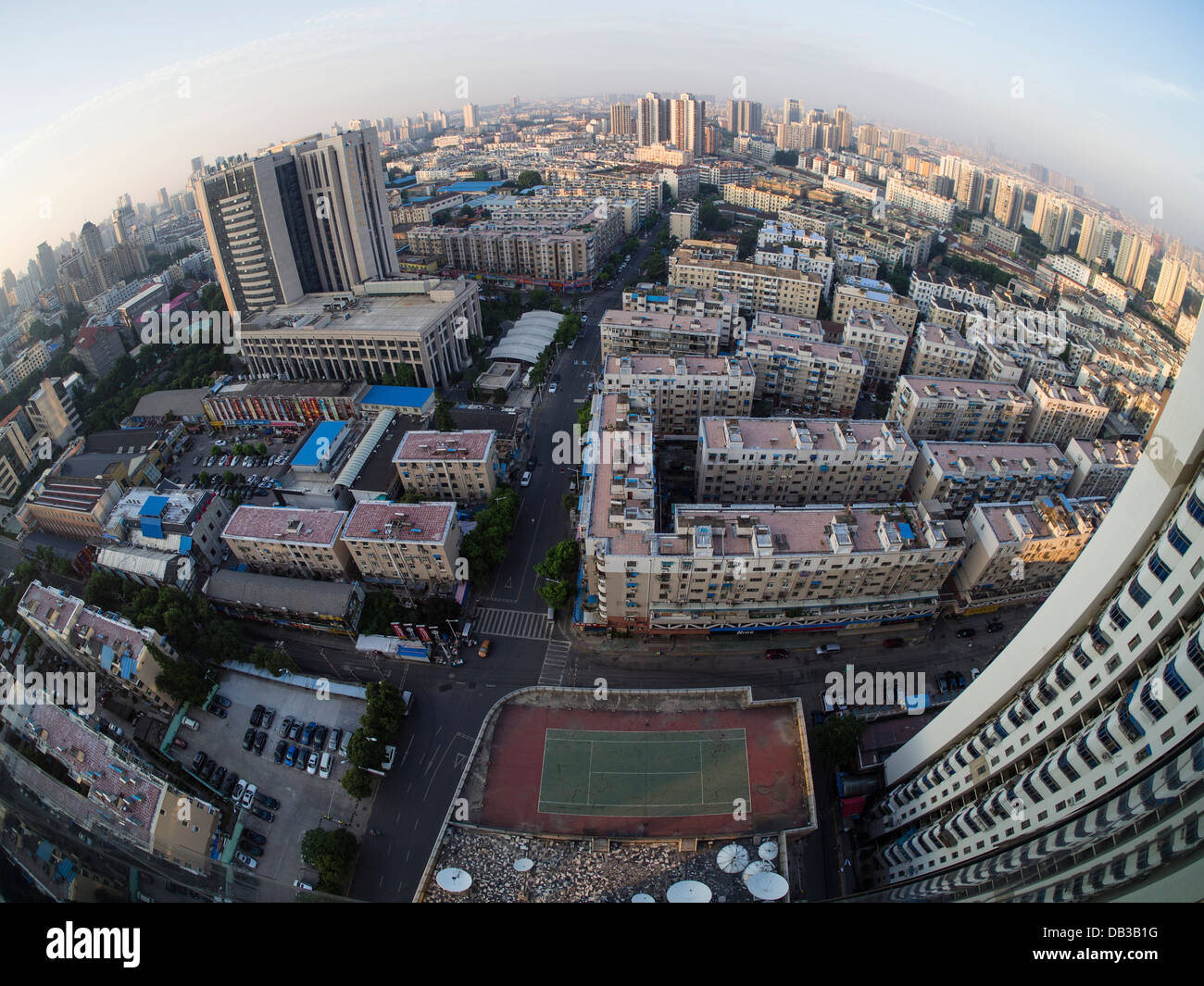 Vue fisheye de Nanjing de haute altitude Banque D'Images