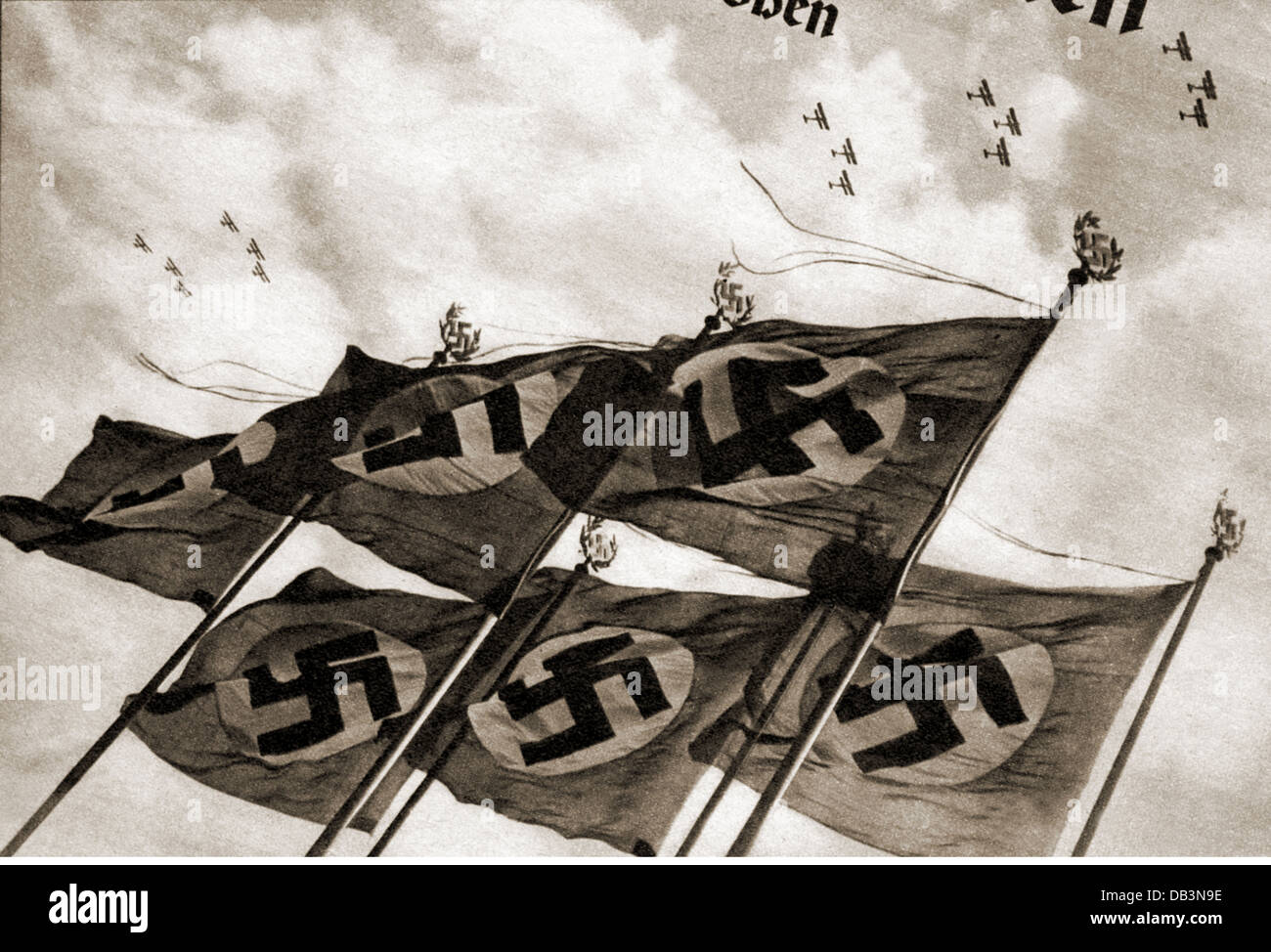 National-socialisme / nazisme, emblèmes, drapeaux de la croix gammée, illustration, d'un magazine, vers 1935, droits additionnels-Clearences-non disponible Banque D'Images