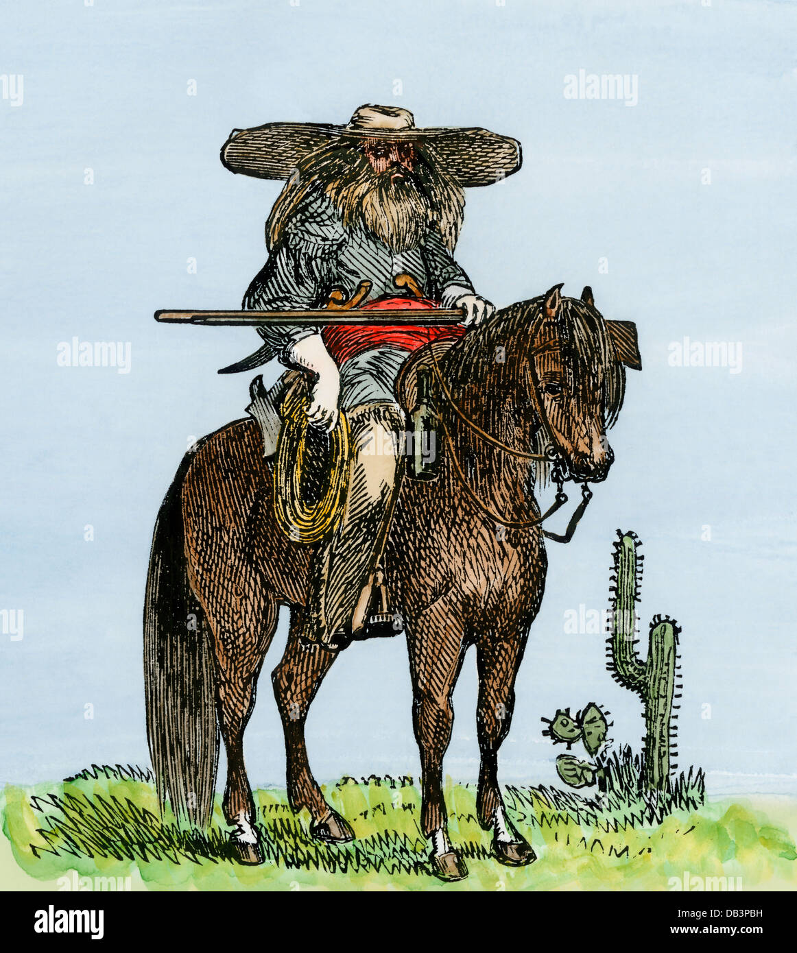L'un des général confédéré Sibley's Texas monté volontaires dans le Nouveau Mexique, campagne 1862. À la main, gravure sur bois Banque D'Images