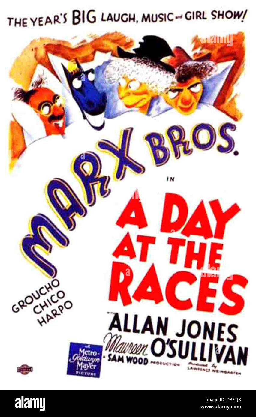 Les MARX BROTHERS UNE JOURNÉE AUX COURSES MGM, 1937. Réalisé par Sam Wood. Affiche de film Banque D'Images