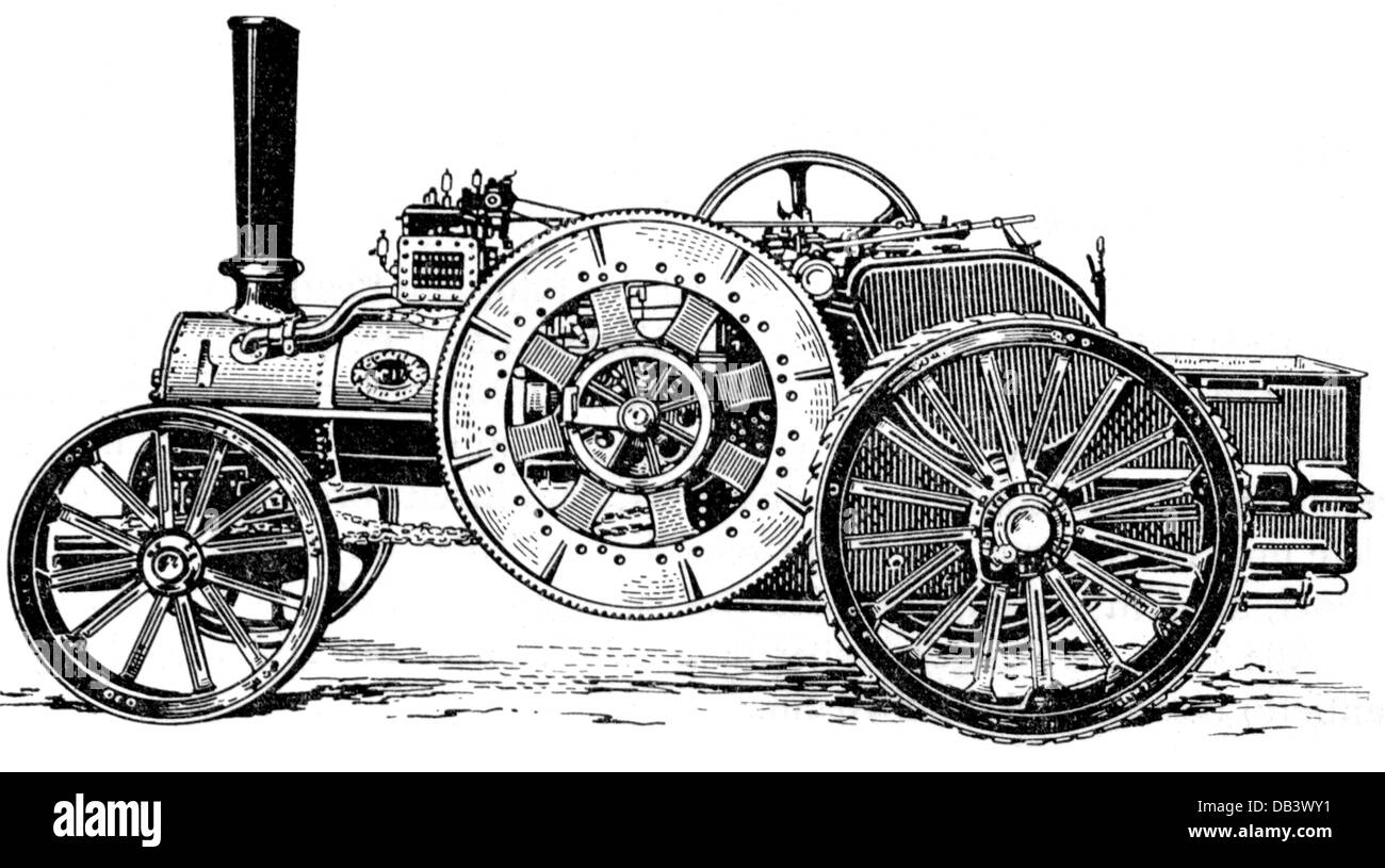 agriculture, machines, laboureuse à vapeur, dessin, 19e siècle, droits additionnels-Clearences-non disponible Banque D'Images