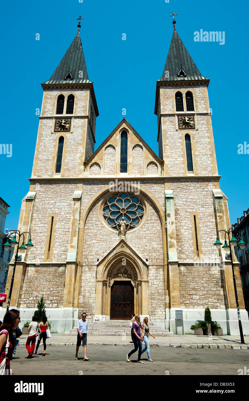 Cathédrale Catholique de Sarajevo.la Bosnie-Herzégovine. .Balkans Europe. Banque D'Images