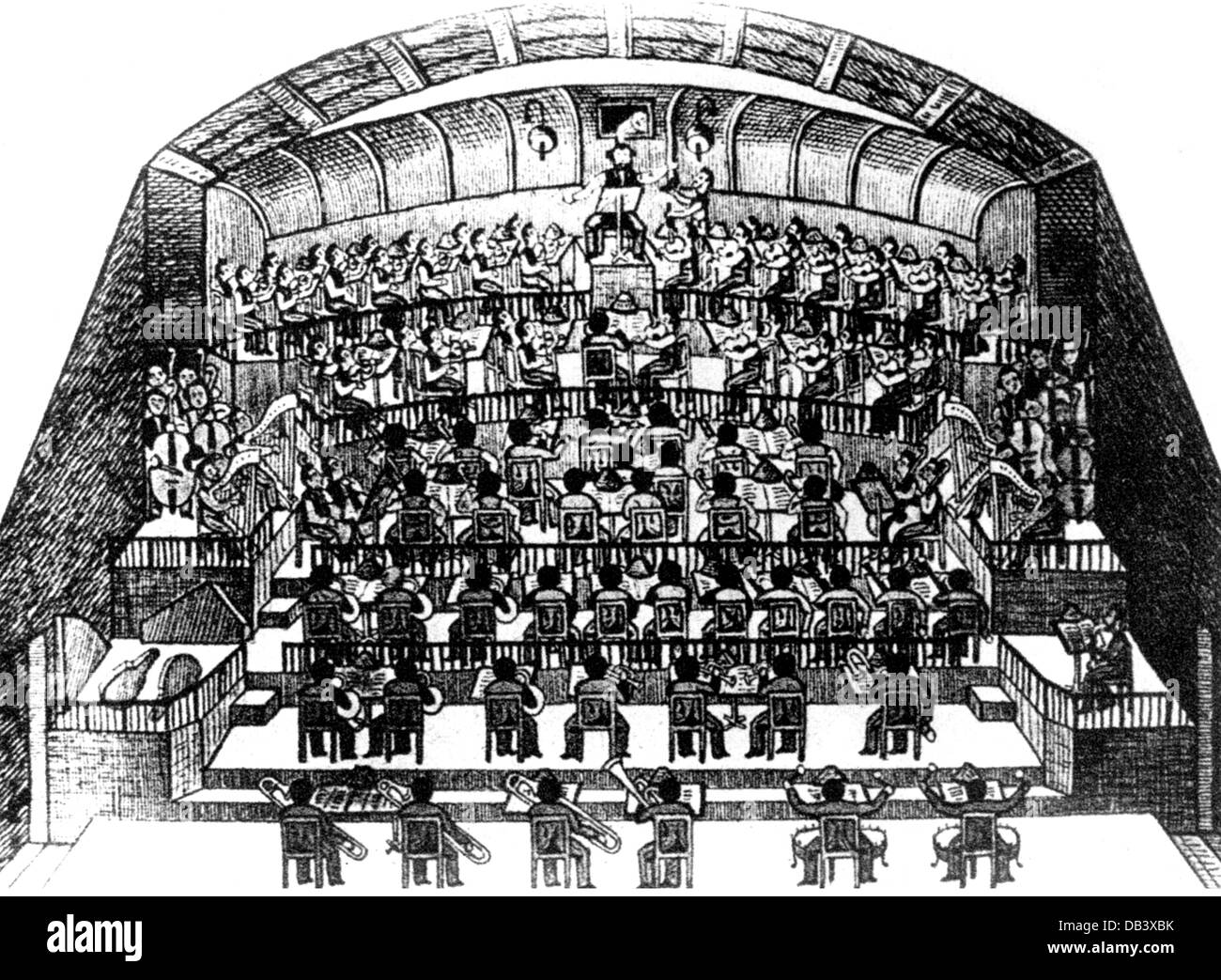 théâtre, opéra, 'Parsifal', de Richard Wagner, répétition d'orchestre dirigée par Hermann Levi, dessin, 1882, droits additionnels-Clearences-non disponible Banque D'Images