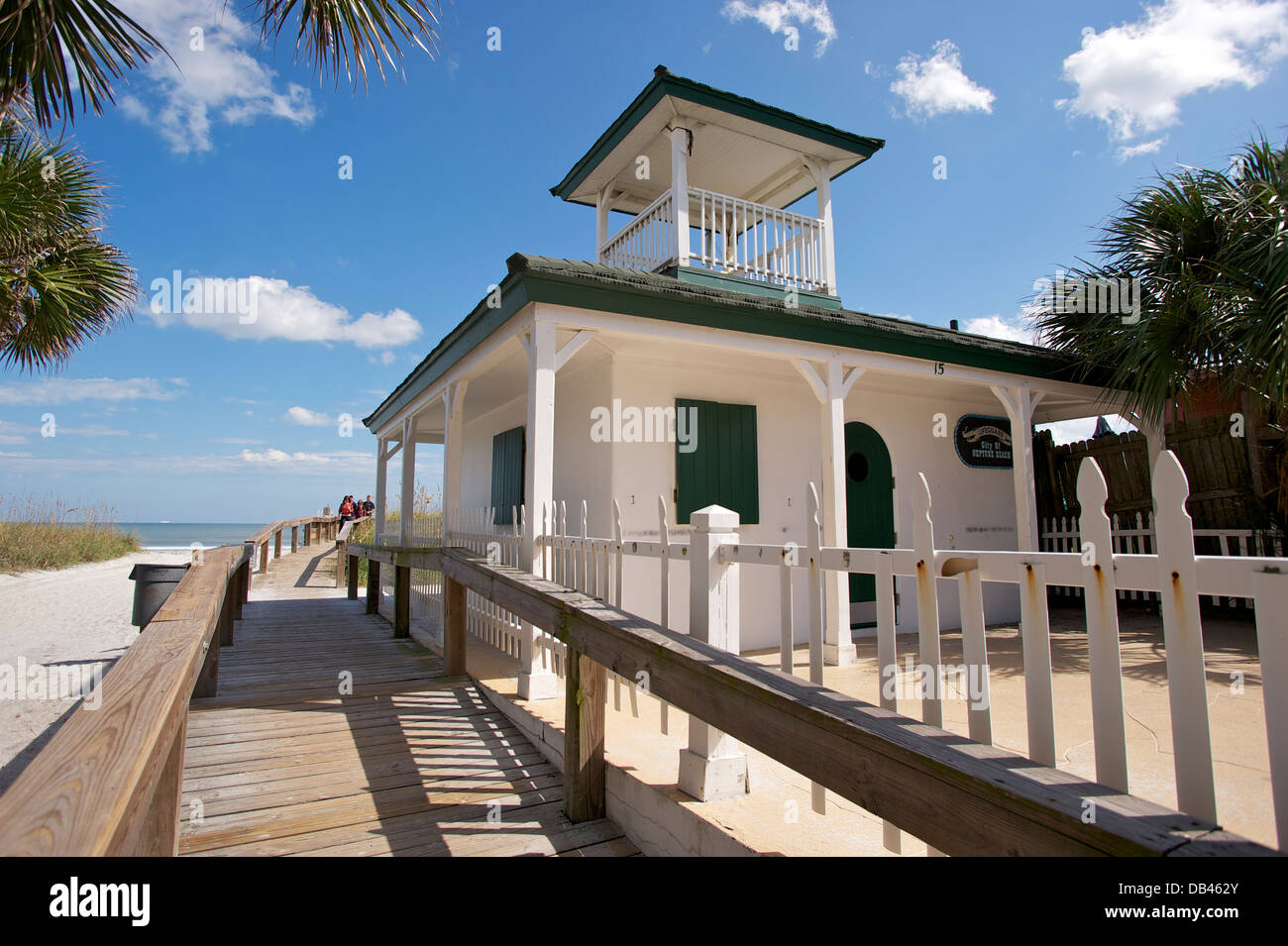 Ancienne gare de sauveteur, Neptune Beach, Floride Banque D'Images